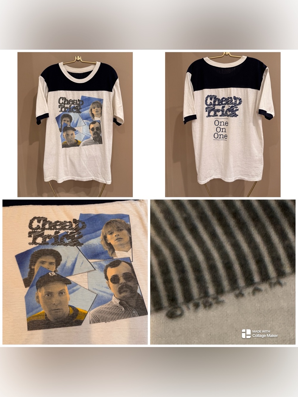 Vintage 1982  Cheap Trick "One on One" tour  raglan tee